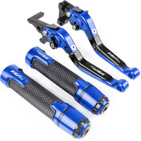 For YAMAHA YZF-R15 V4 R15M 2021-2023 modified CNC aluminum alloy 6-stage adjustable Foldable brake lever clutch lever with Handlebar grips glue Set YZF R15 V4 R15V4 Part 1