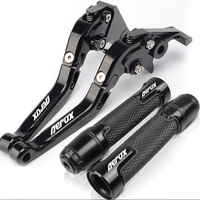 For YAMAHA Aerox 155 V1 V2 NVX 155 2017-2023 modified high-quality CNC aluminum alloy 6-stage adjustable Foldable brake lever clutch lever with Handlebar grips glue set 1