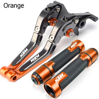 For KTM RC 200 250 390 Duke 200 250 390 2013-2023 modified CNC aluminum alloy 6-stage adjustable Foldable brake lever clutch lever Handlebar grips glue set Part 1