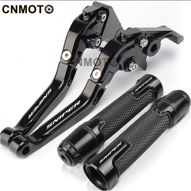 For YAMAHA Sniper 150 155 modified CNC aluminum alloy 6-stage adjustable Foldable brake lever clutch lever with Handlebar grips glue Set Part 1