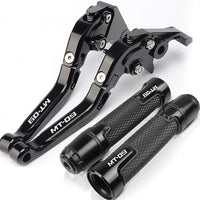 For YAMAHA MT-09 2014-2019 modified aluminum alloy 6-stage adjustable Foldable brake clutch lever Handlebar grips glue set Part 1