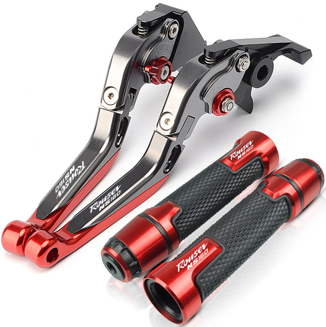 For Kawasaki Rouser NS160/ Fi 2014-2023 modified CNC aluminum alloy adjustable Foldable brake clutch lever Handlebar grips Set 1