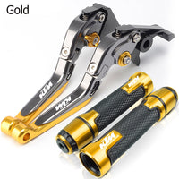 For KTM RC 200 250 390 Duke 200 250 390 2013-2023 modified CNC aluminum alloy 6-stage adjustable Foldable brake lever clutch lever Handlebar grips glue set Part 1