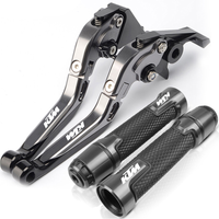 For KTM RC 200 250 390 Duke 200 250 390 2013-2023 modified CNC aluminum alloy 6-stage adjustable Foldable brake lever clutch lever Handlebar grips glue set Part 1