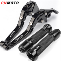 For KAWASAKI Rouser 180 2014-2023 modified CNC aluminum alloy 6-stage adjustable Foldable brake clutch lever with Handlebar grips glue Set Rouser180