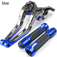 For KTM RC 200 250 390 Duke 200 250 390 2013-2023 modified CNC aluminum alloy 6-stage adjustable Foldable brake lever clutch lever Handlebar grips glue set Part 1