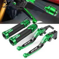 Kawasaki ER-6N ER-6F 2009-2022 modified high-quality CNC aluminum alloy 6-stage adjustable Foldable brake lever clutch lever with Handlebar grips glue set ER 6N 6F ER6N ER6F 1