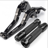 For KAWASAKI Rouser 180 2014-2023 modified CNC aluminum alloy 6-stage adjustable Foldable brake clutch lever with Handlebar grips glue Set Rouser180
