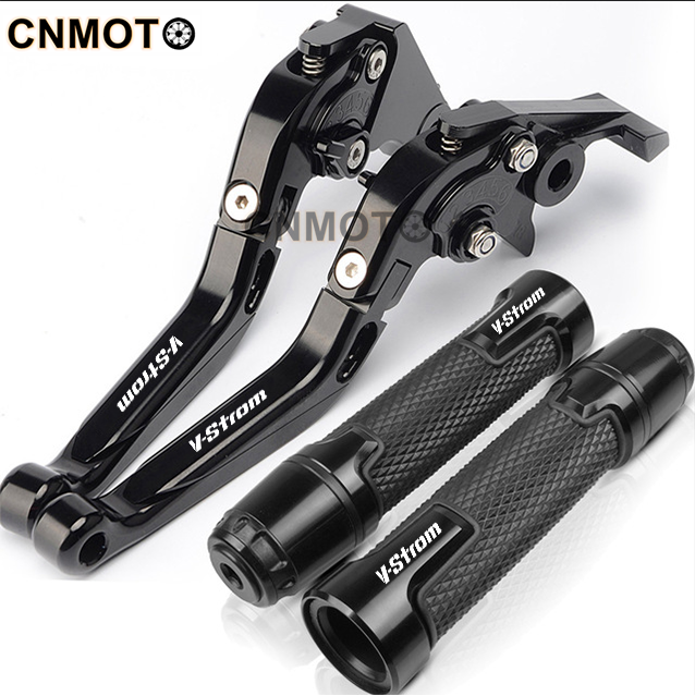 For Suzuki V-Strom 650/ XT 2004-2010/ 2011-2022 modified aluminum alloy 6-stage adjustable Foldable brake clutch lever Handlebar grips glue set Vstrom 650XT
