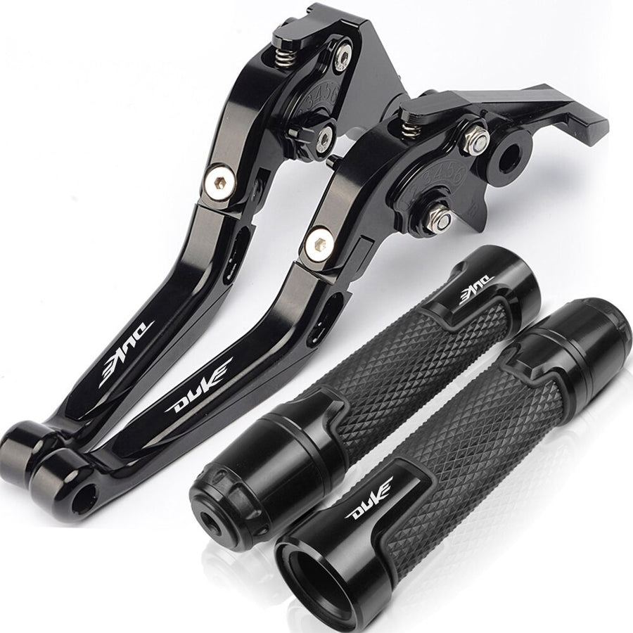 For KTM Duke 200 250 390 Duke 2013-2023 modified CNC aluminum alloy 6-stage adjustable Foldable brake lever clutch lever Handlebar grips glue set Part 1