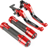 For YAMAHA YZF-R15 V1 / V2 2013-2015 modified CNC aluminum alloy 6-stage adjustable Foldable brake clutch lever Handlebar grips glue set Part 1