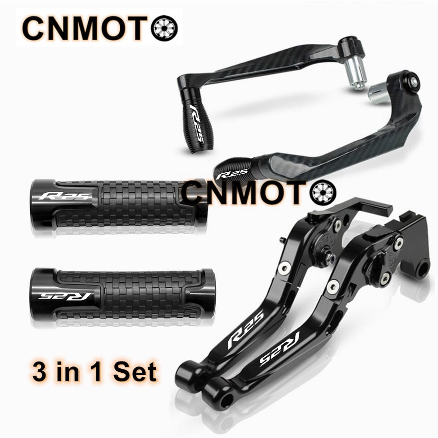 For YAMAHA YZF-R25 R25 V1 V2 2015-2023 modified CNC aluminum alloy adjustable Foldable brake clutch lever with Handlebar+ Lever Protect Guard Set YZFR25 YZF R25 Accessories