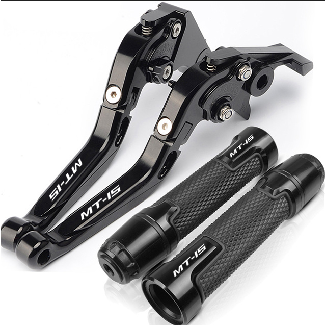 For YAMAHA MT-15 2015-2023 modified CNC aluminum alloy 6-stage adjustable Foldable brake lever clutch lever Handlebar grips glue set MT15 MT-15 Part 1
