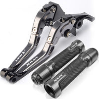 For YAMAHA XMAX 250 300 400 2015-2023 modified CNC aluminum alloy 6-stage adjustable Foldable brake lever clutch lever Handlebar grips glue set Part