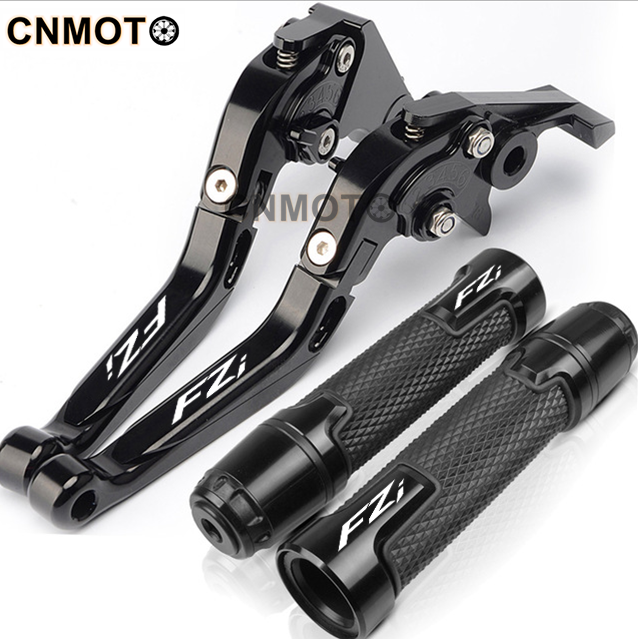 For YAMAHA FZi modified CNC aluminum alloy 6-stage adjustable Foldable brake lever clutch lever with Handlebar grips glue set FZ i Part 1